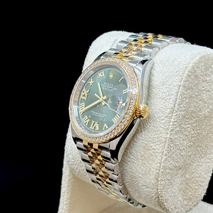 Rolex Datejust 36mm Diamond Bezel Olive Green Dial