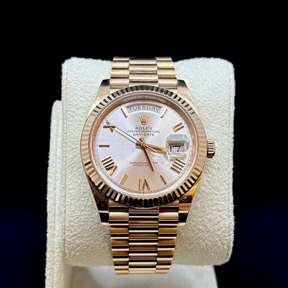 Rolex Day-Date 40 Rose Gold Roman Champagne Dial