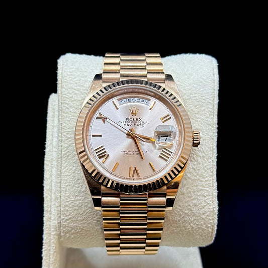 Rolex Day-Date 40 Rose Gold Roman Champagne Dial