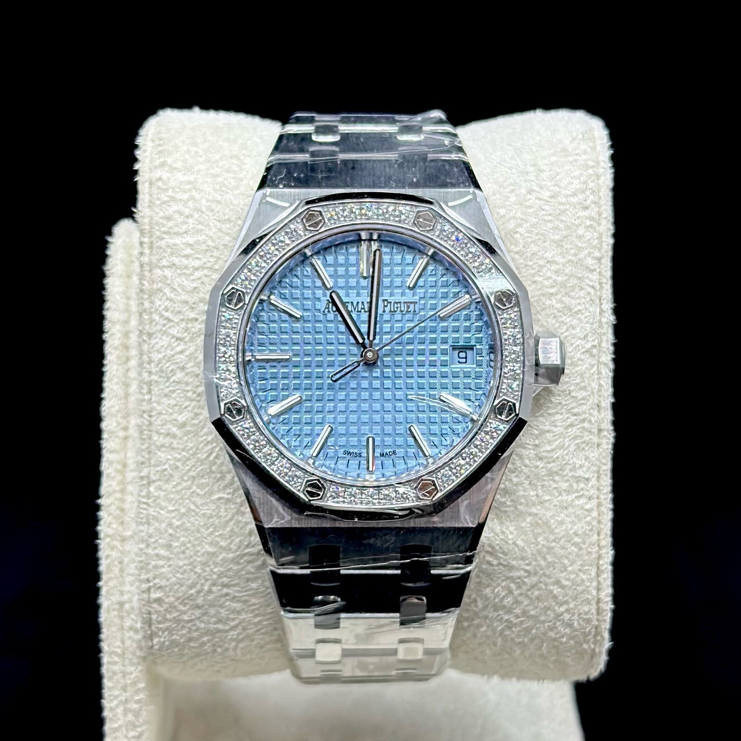 Audemars Piguet Royal Oak Selfwinding Ice Blue Dial Diamond Bezel