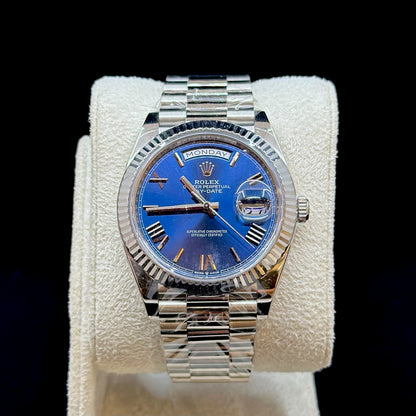 Rolex Day-Date 40 White Gold Blue Dial