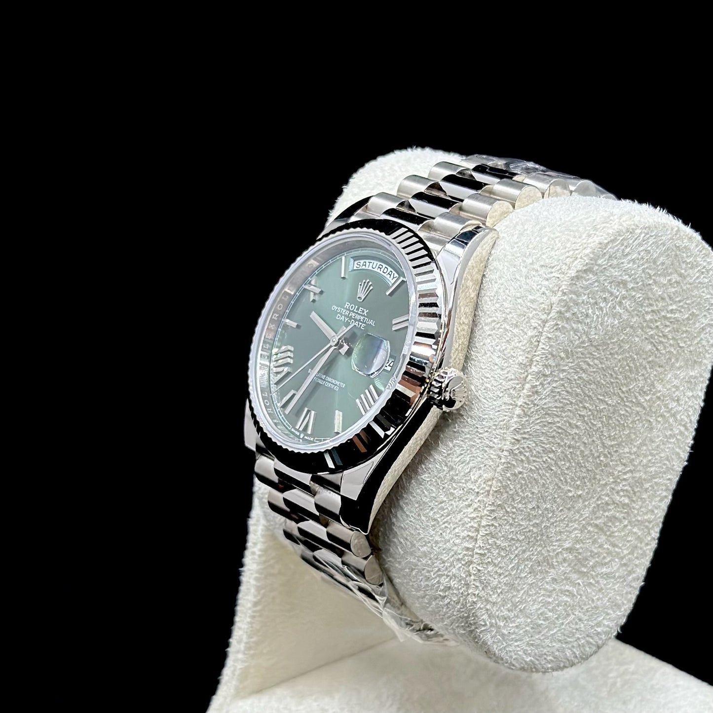 Rolex Day-Date 40 White Gold Green Olive Dial