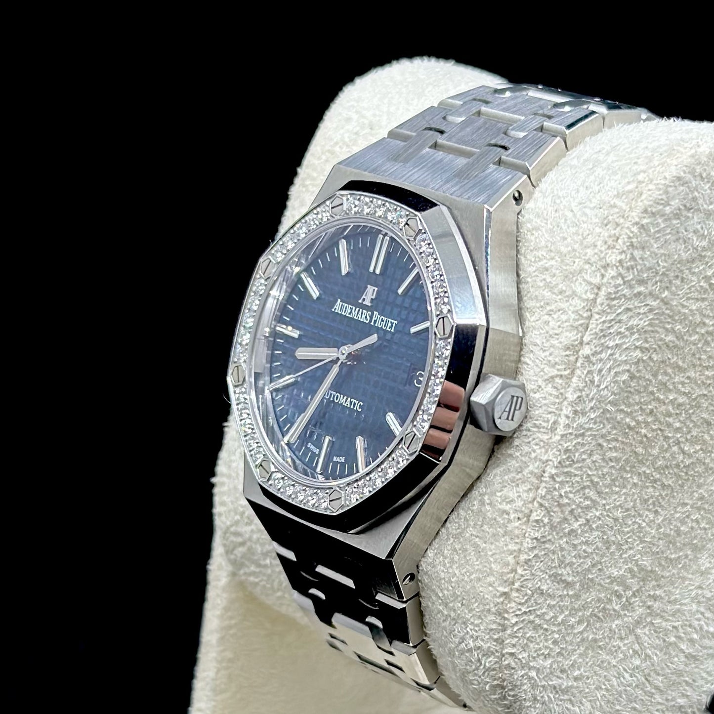 Audemars Piguet Royal Oak 37MM Factory Diamond Bezel Blue Dial