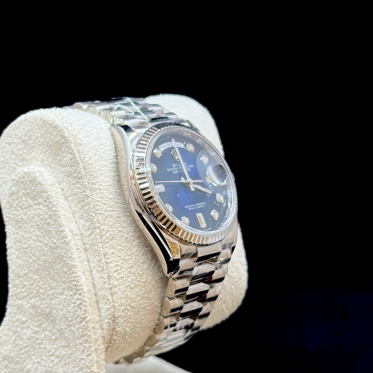 Rolex Day-Date 36 White Gold Blue Diamond Dial