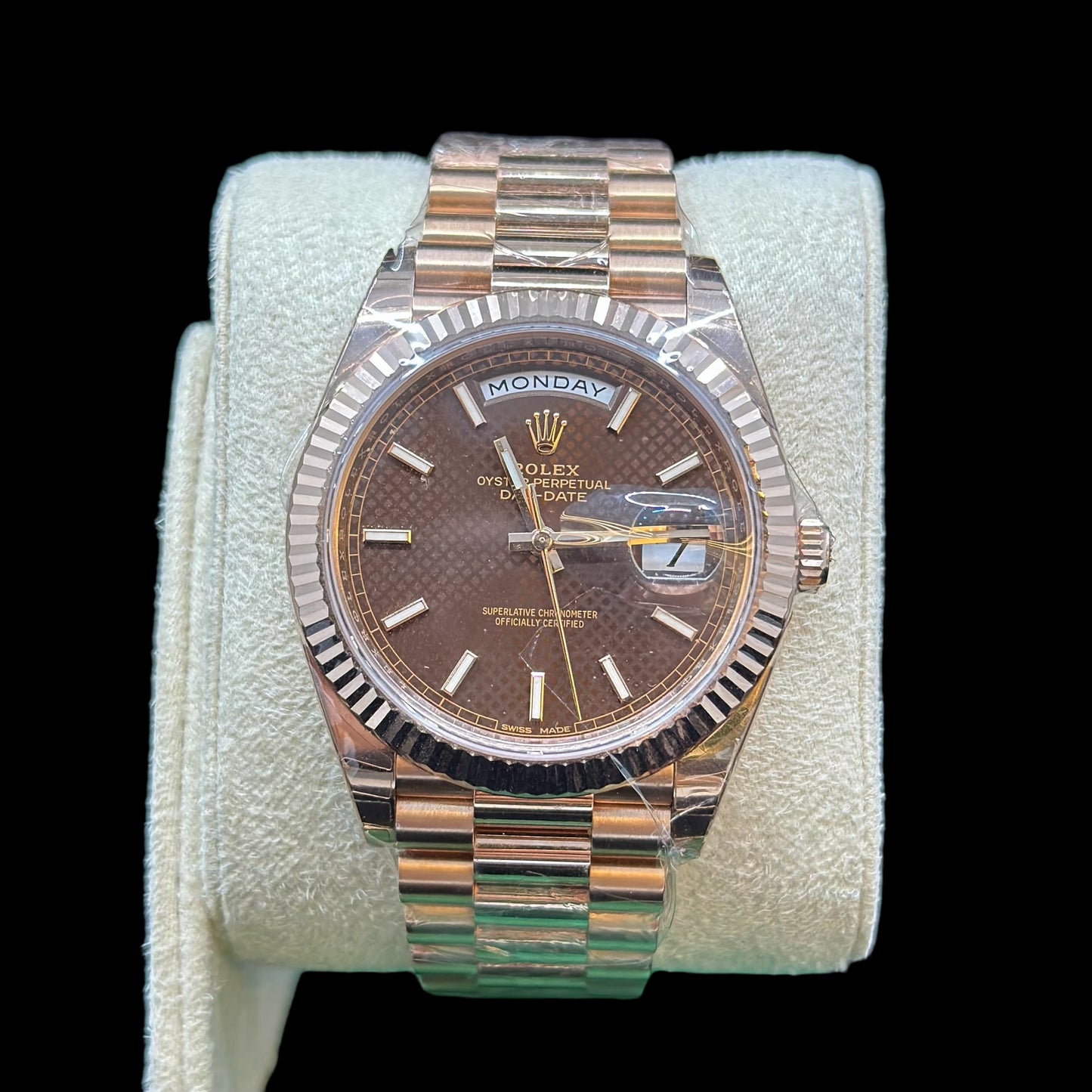 Rolex Day-Date Rose Gold Chocolate Index Dial