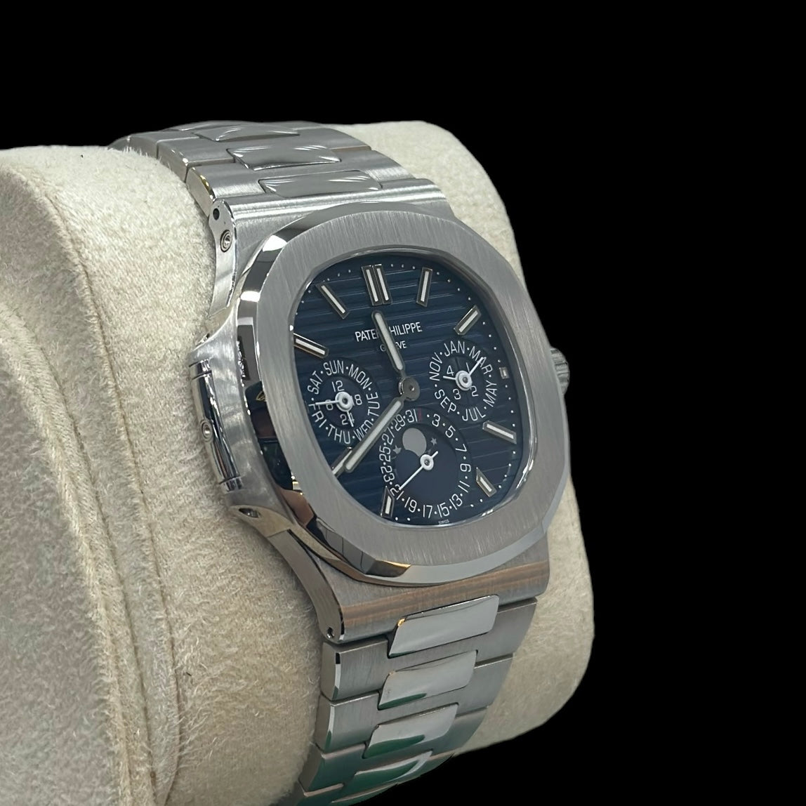 Patek Philippe Nautilus Perpetual Calendar White Gold Blue Dial