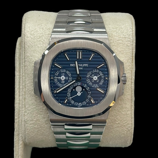 Patek Philippe Nautilus Perpetual Calendar White Gold Blue Dial