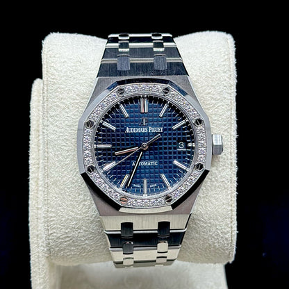 Audemars Piguet Royal Oak 37MM Factory Diamond Bezel Blue Dial