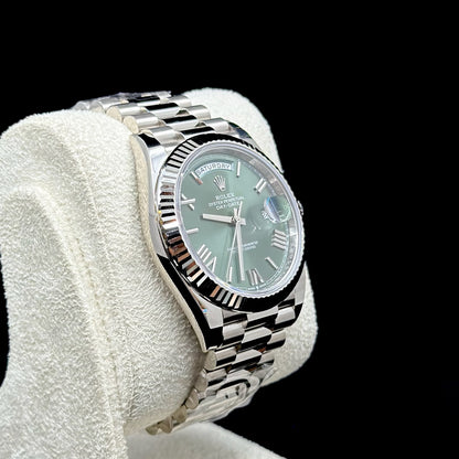 Rolex Day-Date 40 White Gold Green Olive Dial