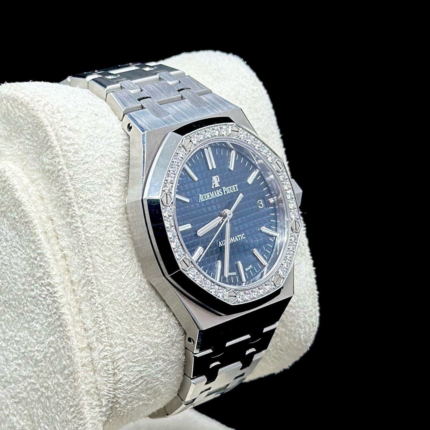 Audemars Piguet Royal Oak 37MM Factory Diamond Bezel Blue Dial