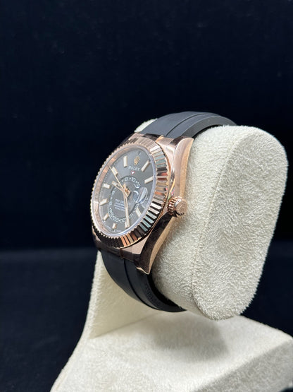 Rolex Sky-Dweller Oysterflex Rose Gold Rhodium Dial