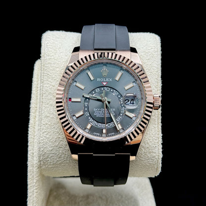 Rolex Sky-Dweller Oysterflex Rose Gold Rhodium Dial