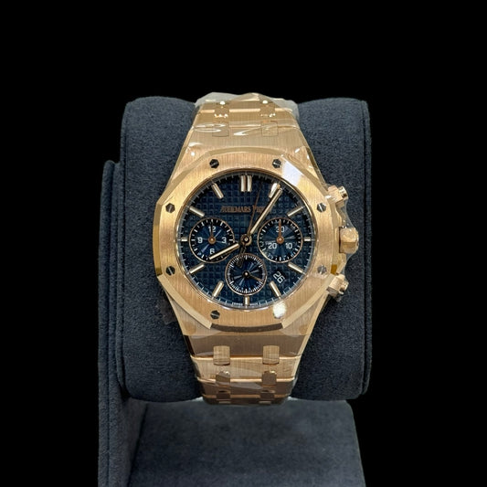 Audemars Piguet Royal Oak Selfwinding Chronograph Rose Gold Blue Dial