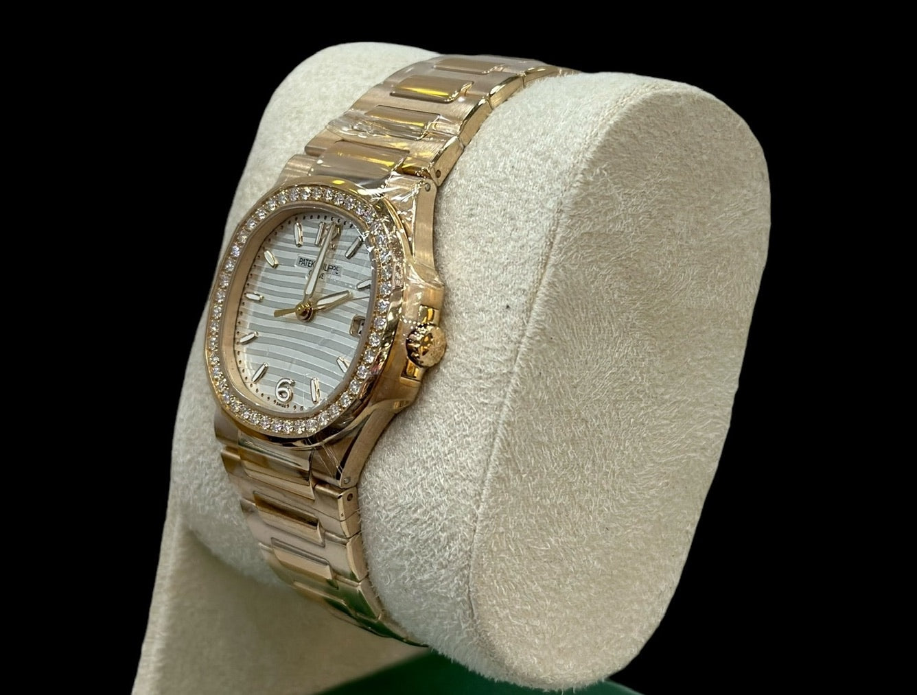 Patek Philippe Ladies Nautilus Rose Gold White Dial Diamond Bezel Apex Luxury